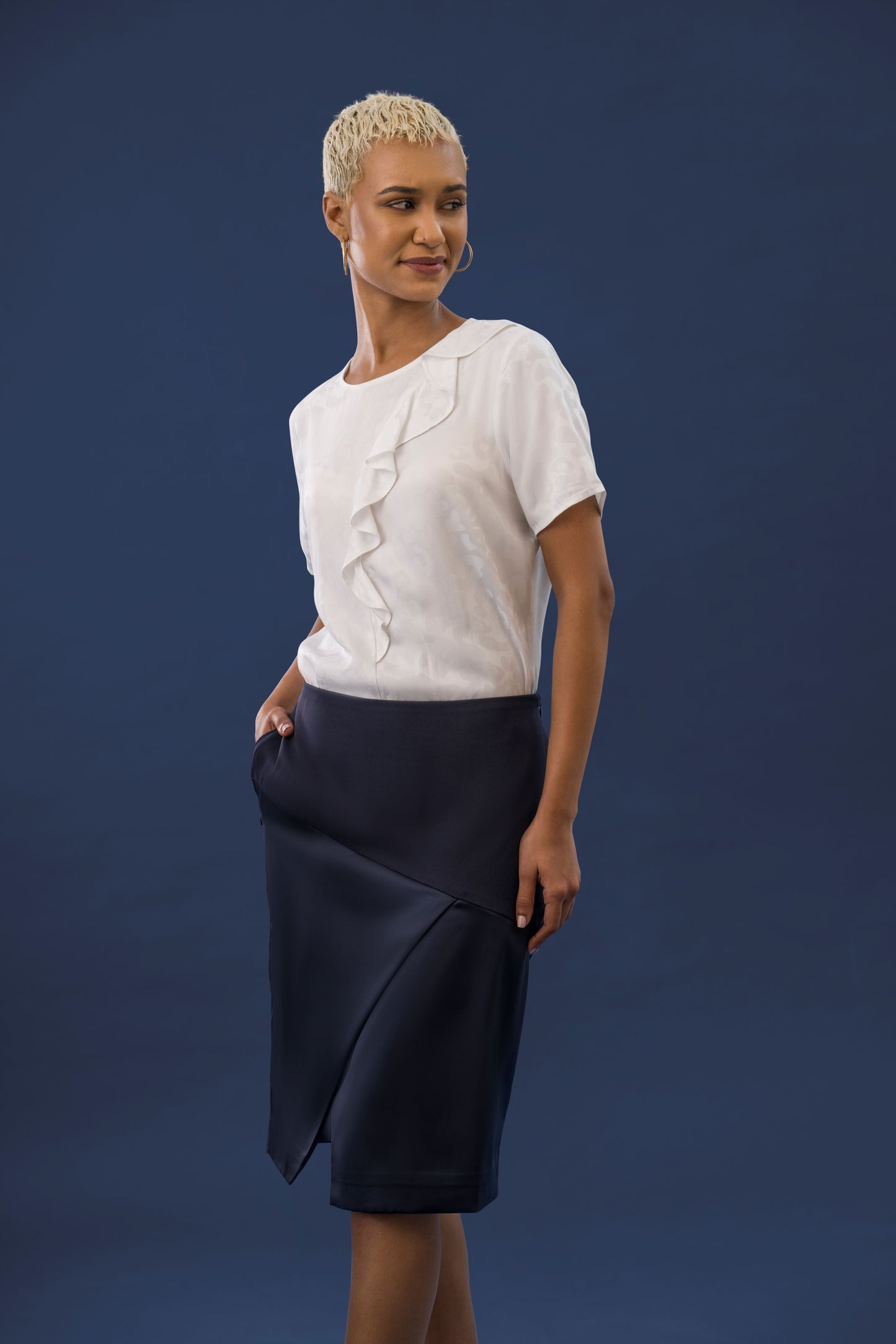 Ambition Crepe and Satin Pencil Skirt - Skirt - Point of View Label