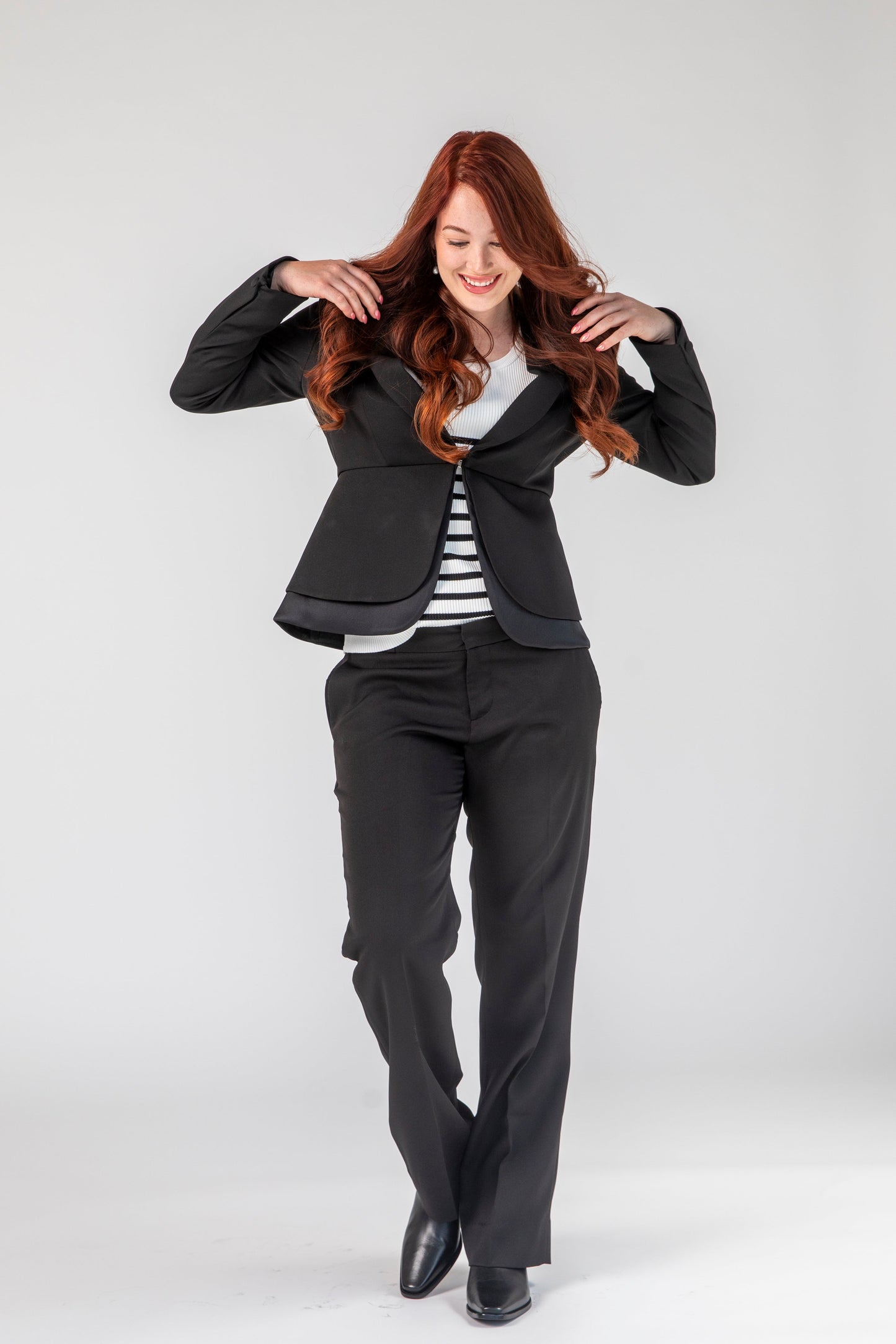 Prestige Peplum Jacket with Satin block - Jackets - Point of View Label