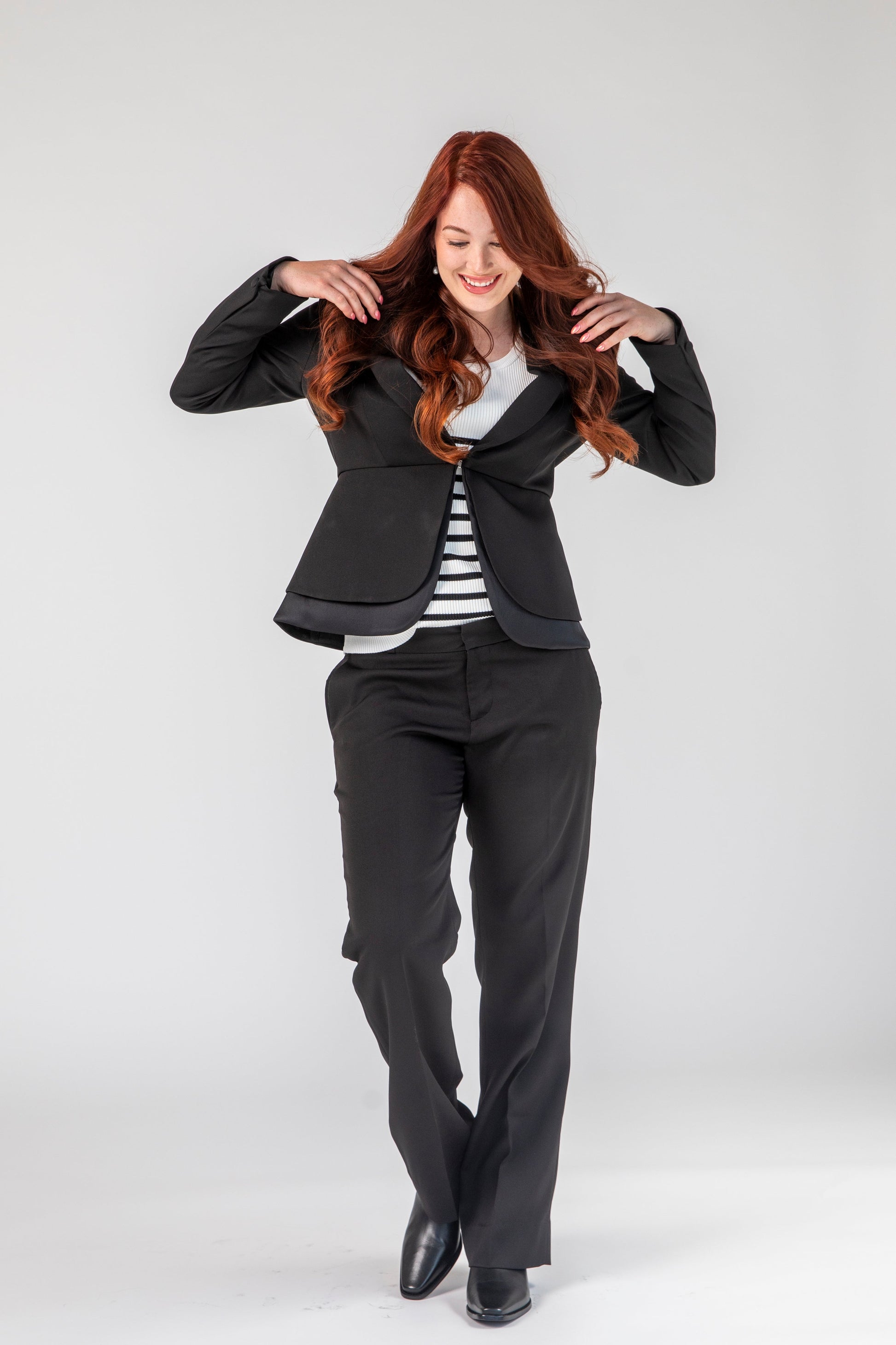 Prestige Peplum Jacket with Satin block - Jackets - Point of View Label