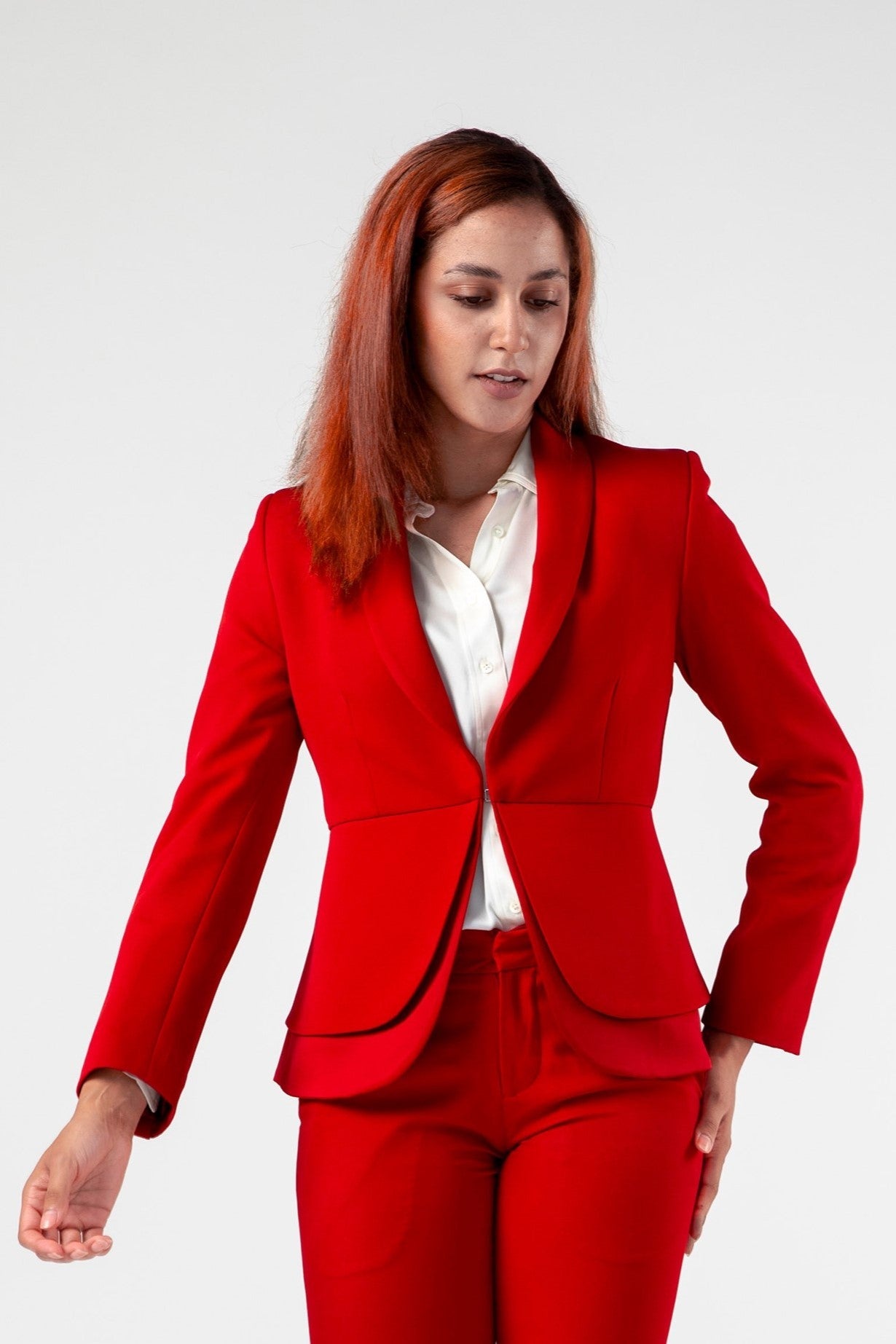 Prestige Peplum Jacket with Satin block - Jackets - Point of View Label