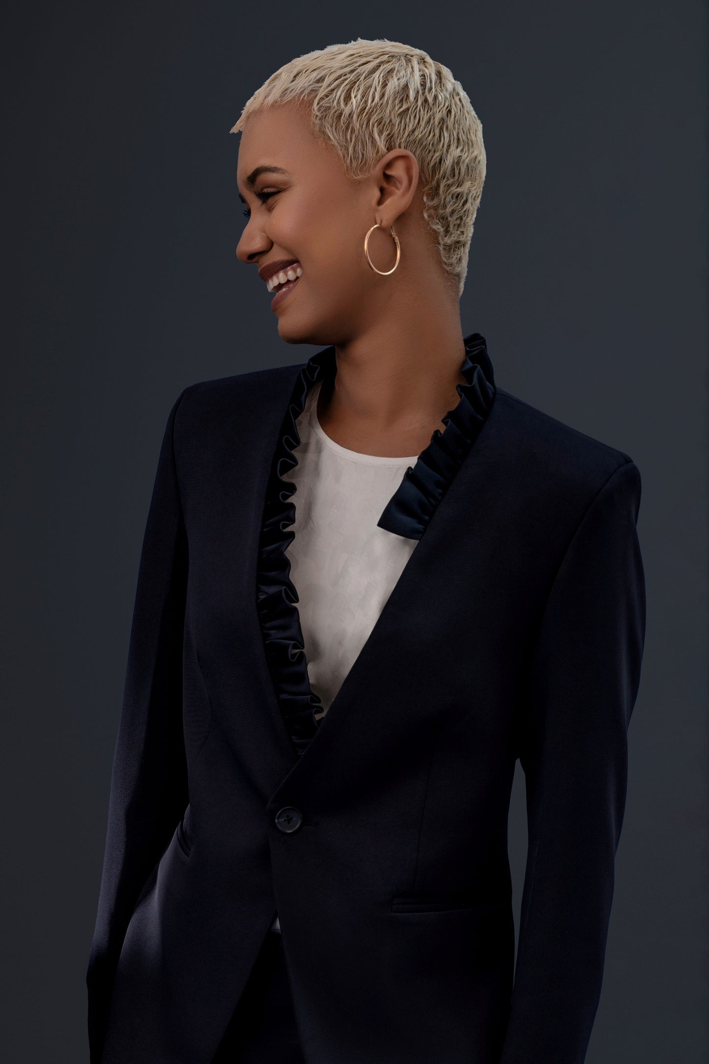 Prodigy - Neck Frill detail Crepe Jacket - Jackets - Point of View Label