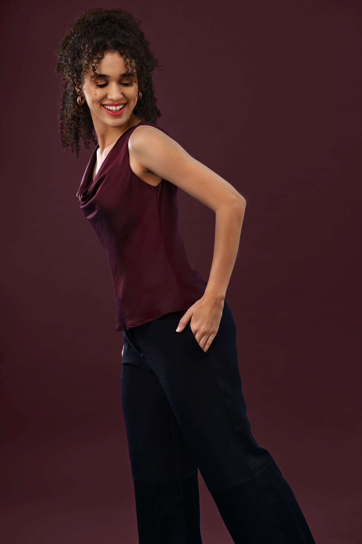 Tenacity Essential Cowl Neck Viscose Top - Tops - Point of View Label