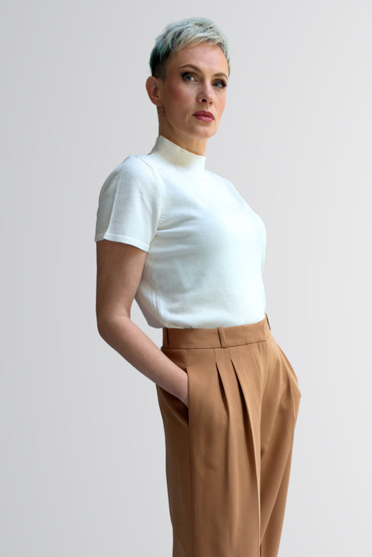 tan dress pants women Women's Turn Up Detail Tailored Twin Pleat - Beige - US 2 - Darlene Pleated accents at the front and back elongate your legs and make them easy to wear from the desk to dinner Satin Wide Leg Pant |
