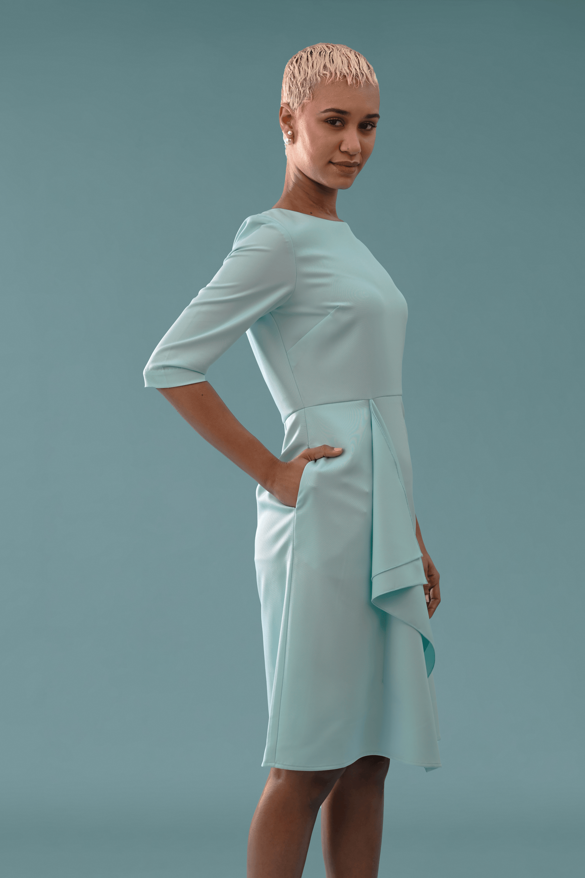 Charming Fit and Flare Dress with Frill Details | POV Label Winter White / L Charming Fit and Flare Dress with Frill Details | POV Label Winter White / L