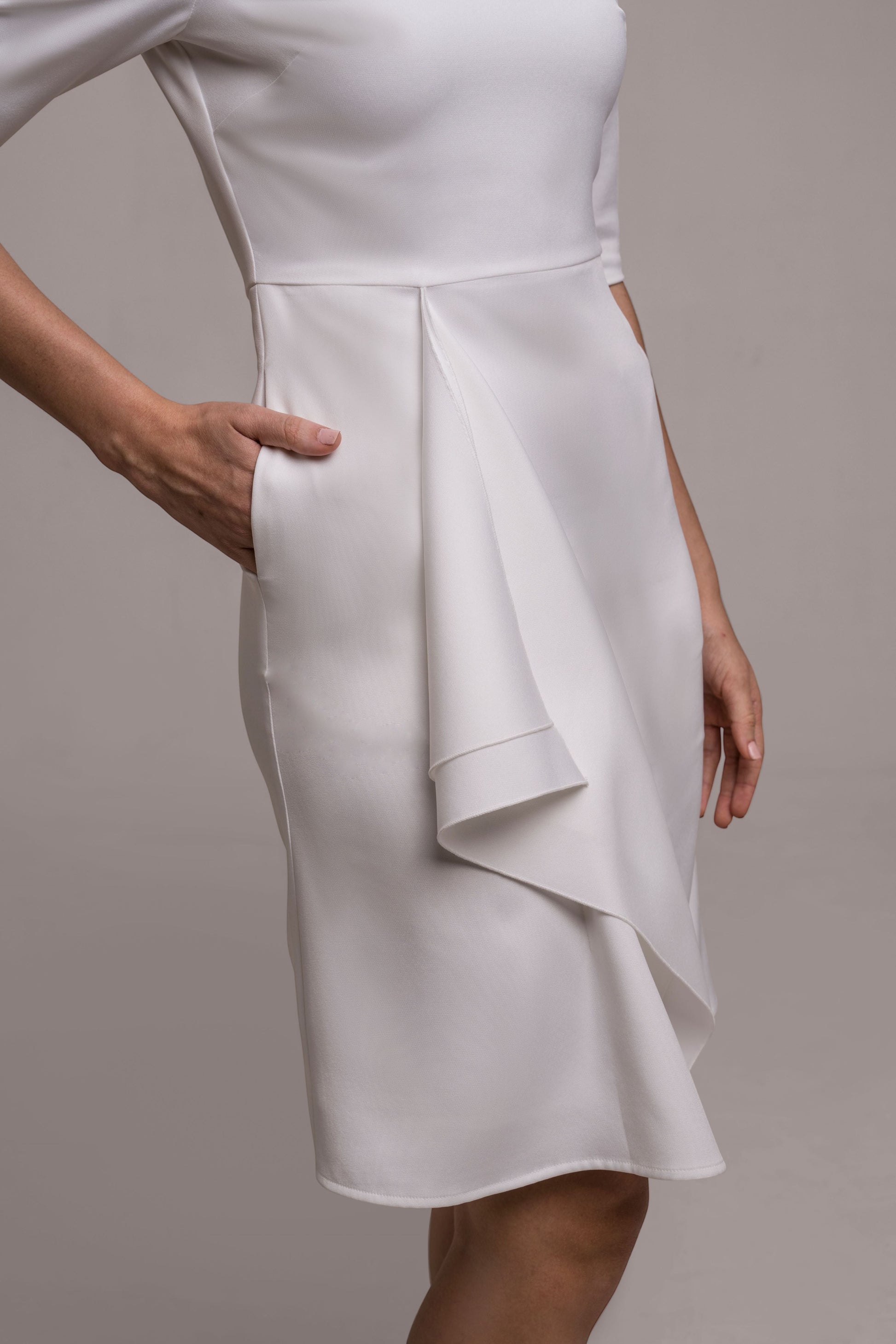 Charming Fit and Flare Dress with Frill Details | POV Label Winter White / L Charming Fit and Flare Dress with Frill Details | POV Label Winter White / L