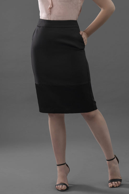 Solid Double Duchess Pencil Skirt