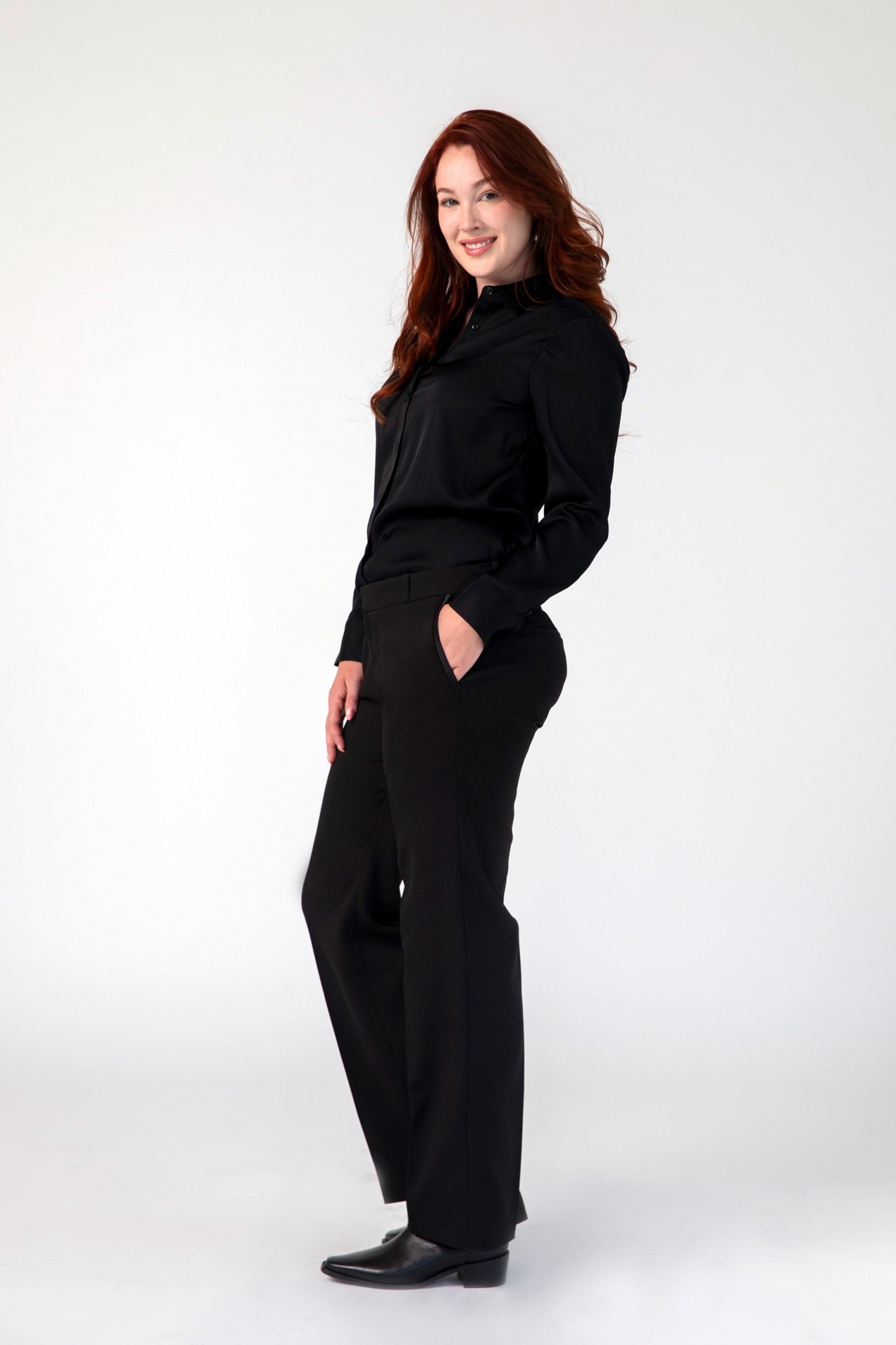 Classic Dress Pants for Women with Satin Piping Rosy Mauve / S Classic Dress Pants for Women with Satin Piping Rosy Mauve / S
