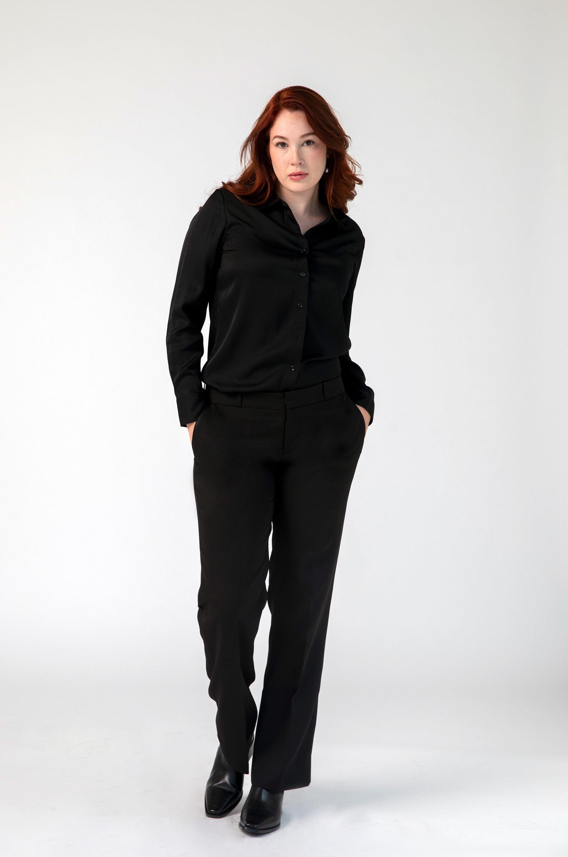women's lined dress pants Stretch Linen Blend Dress Pants for Tall Women in Black 12 / Extra Tall / Black