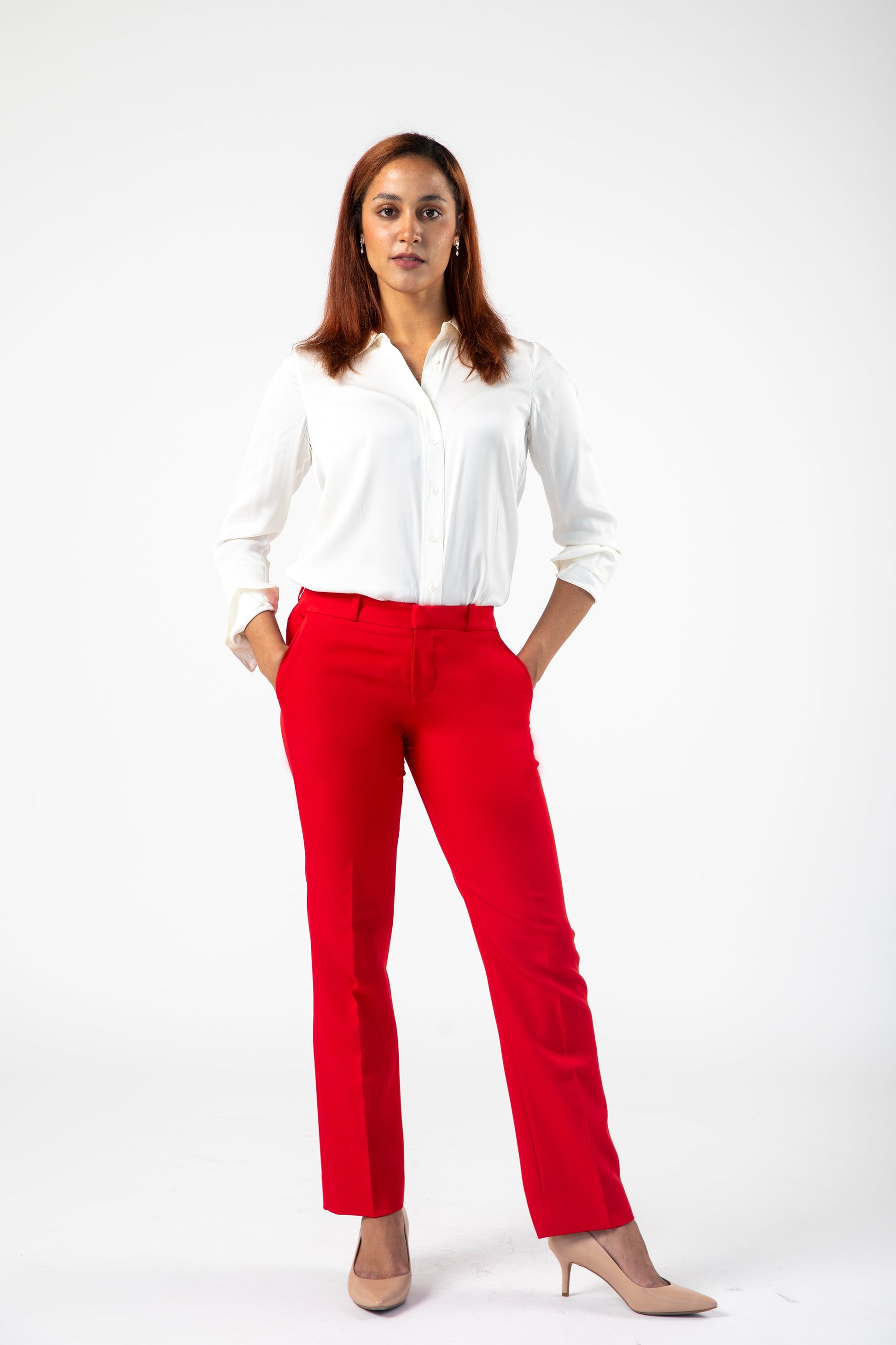 Classic Dress Pants for Women with Satin Piping Rosy Mauve / S Classic Dress Pants for Women with Satin Piping Rosy Mauve / S