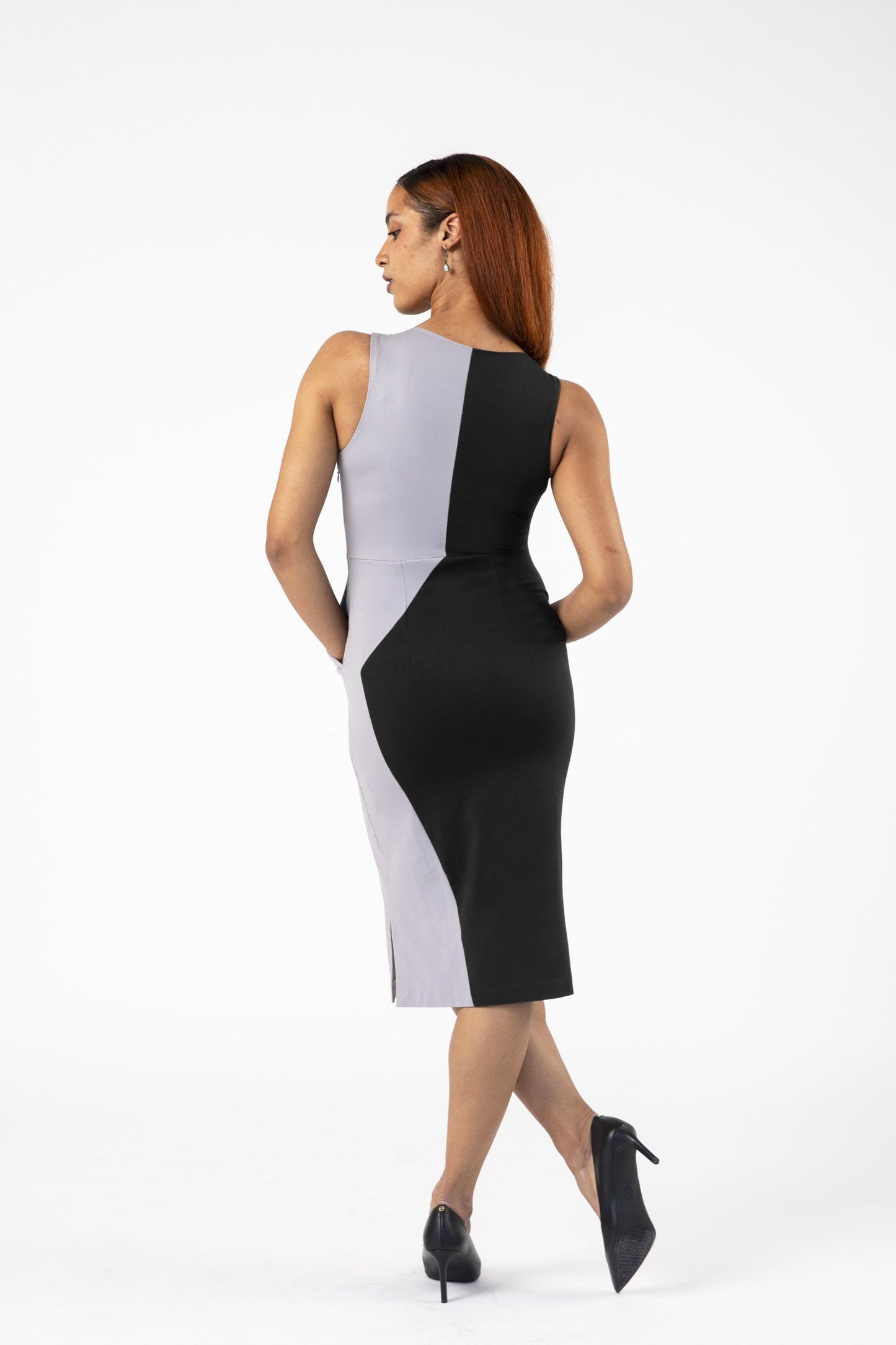 Iconic Asymmetric Colorblock Sheath Dress - Dress - Point of View Label