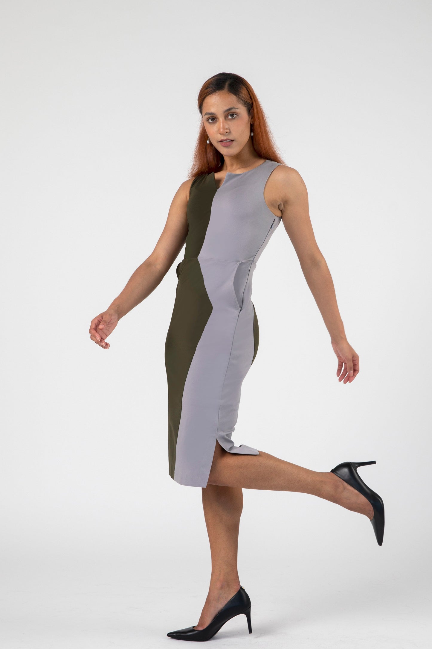 Iconic Asymmetric Colorblock Sheath Dress - Dress - Point of View Label