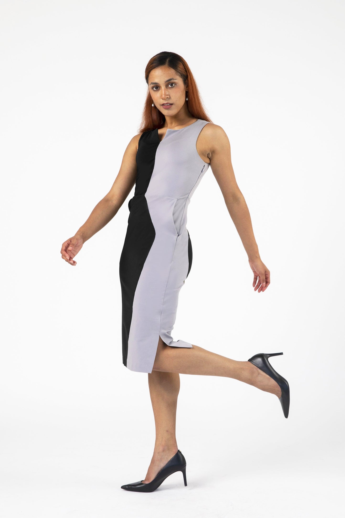 Iconic Asymmetric Colorblock Sheath Dress - Dress - Point of View Label