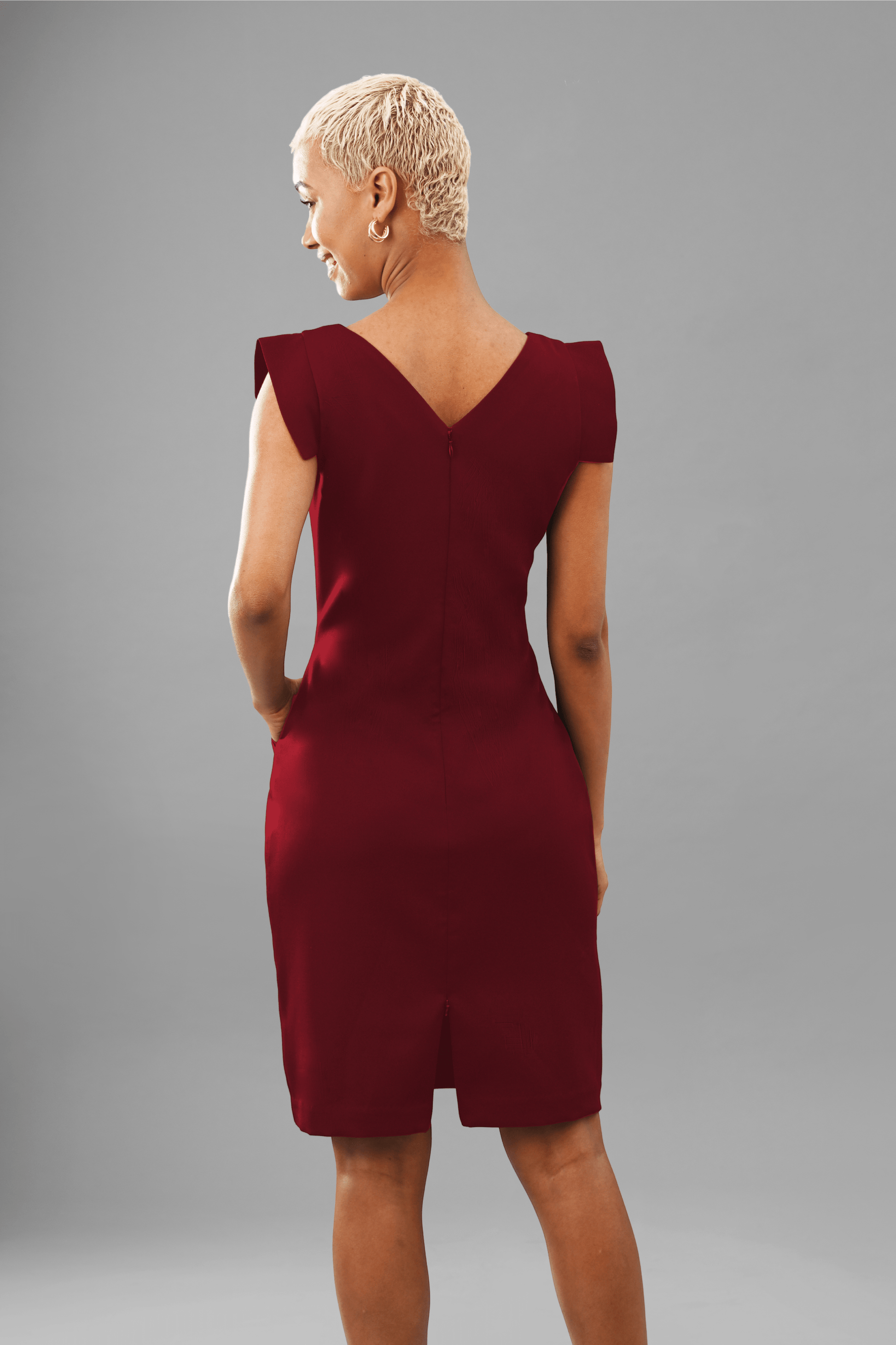 Innovation Zipper Slit Sheath Crepe Dress - Dress - Point of View Label