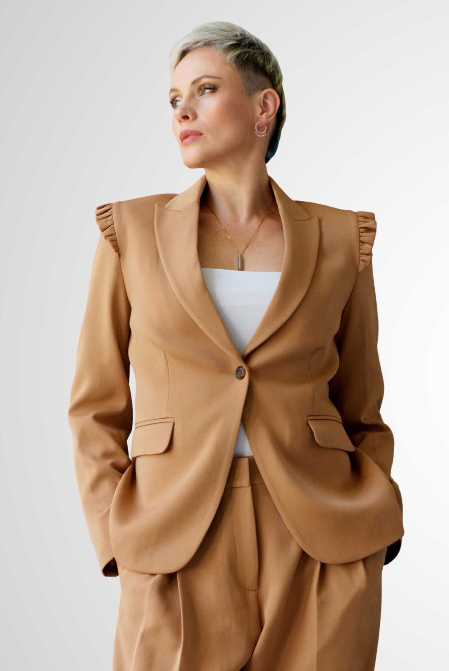 Integrity Shoulder Frill detail Jacket - Jackets - Point of View Label