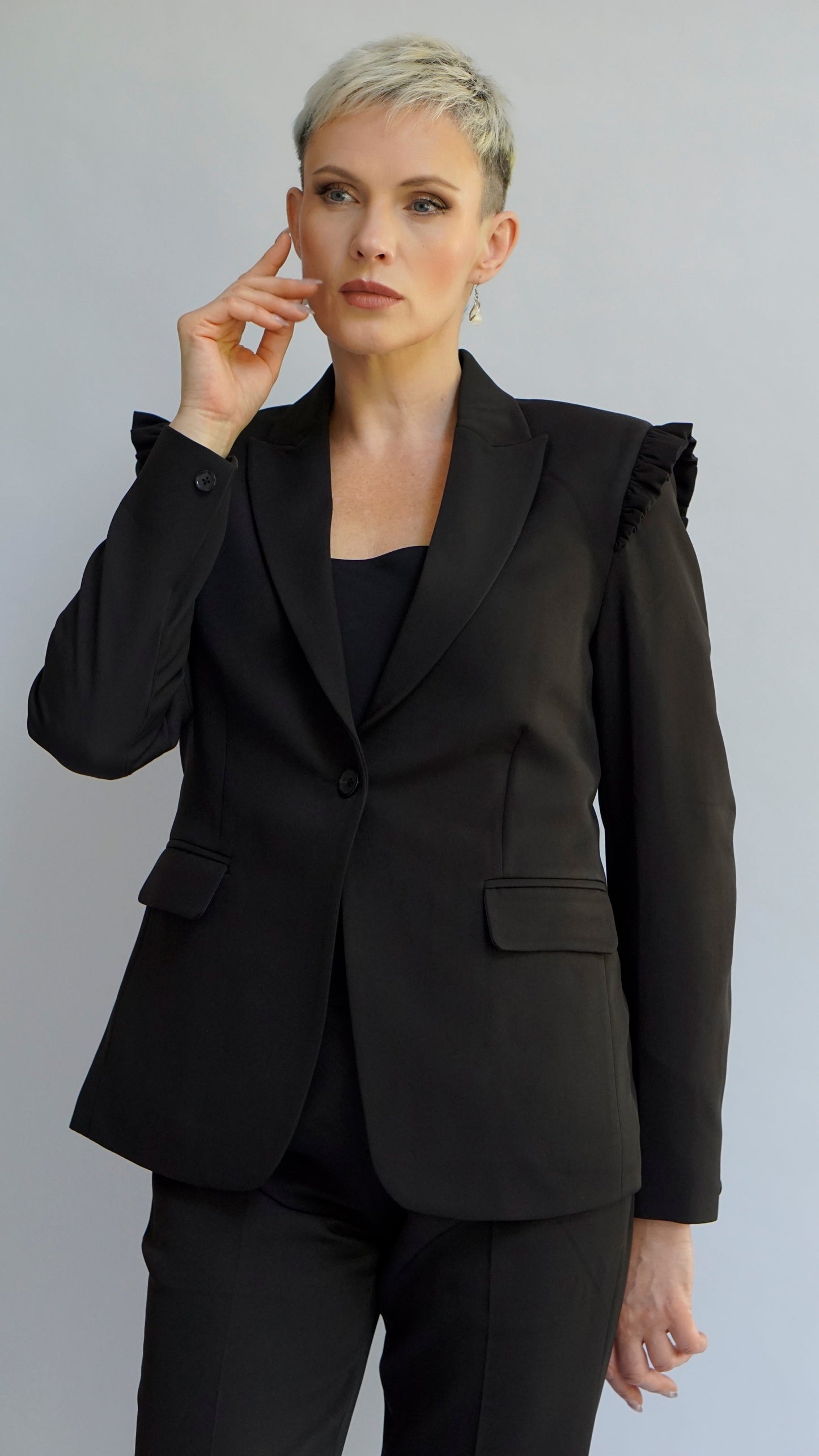 Integrity Shoulder Frill detail Jacket - Jackets - Point of View Label