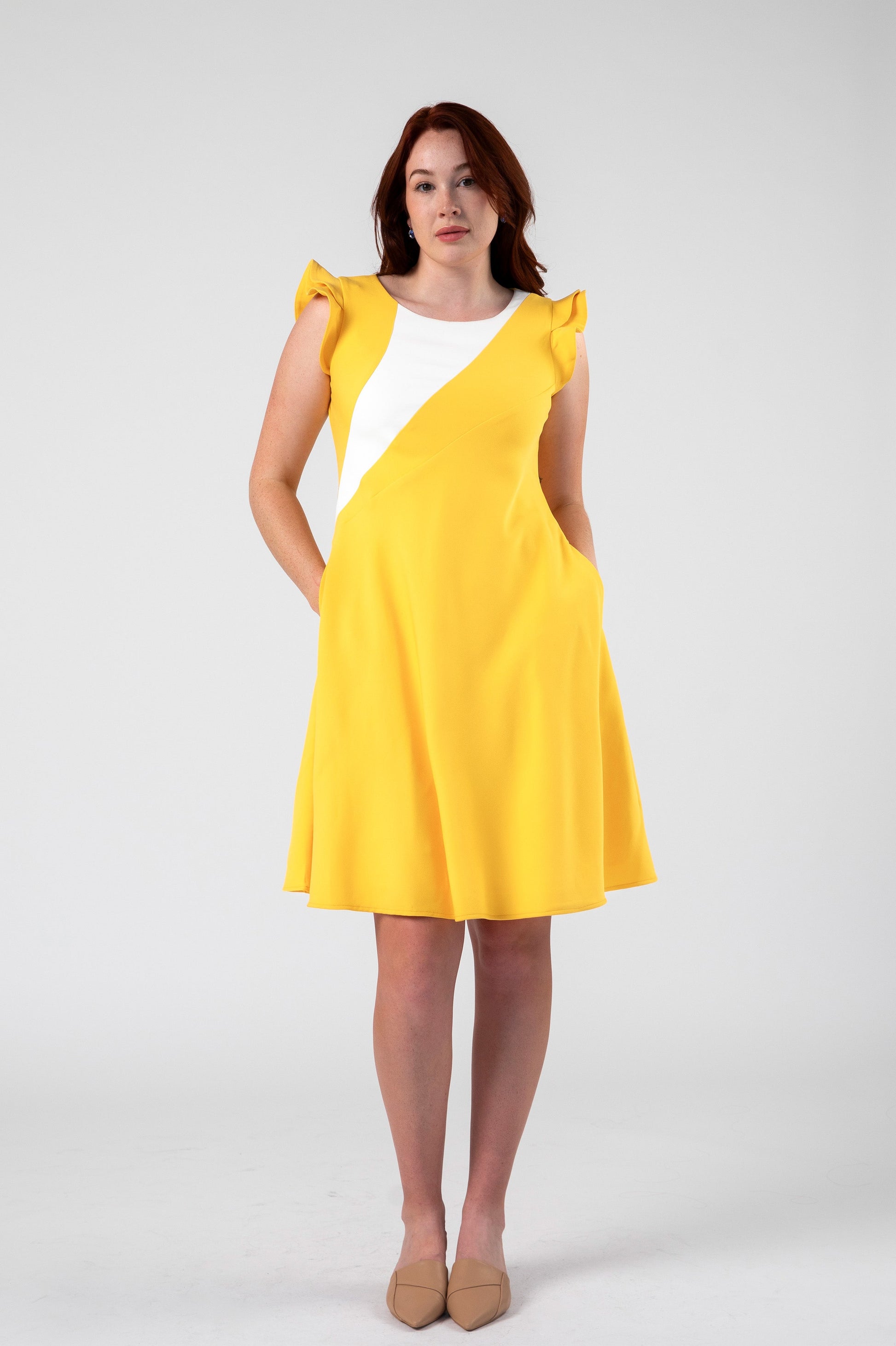 Modern Colorblock Panel Flared Dress - Dress - Point of View Label