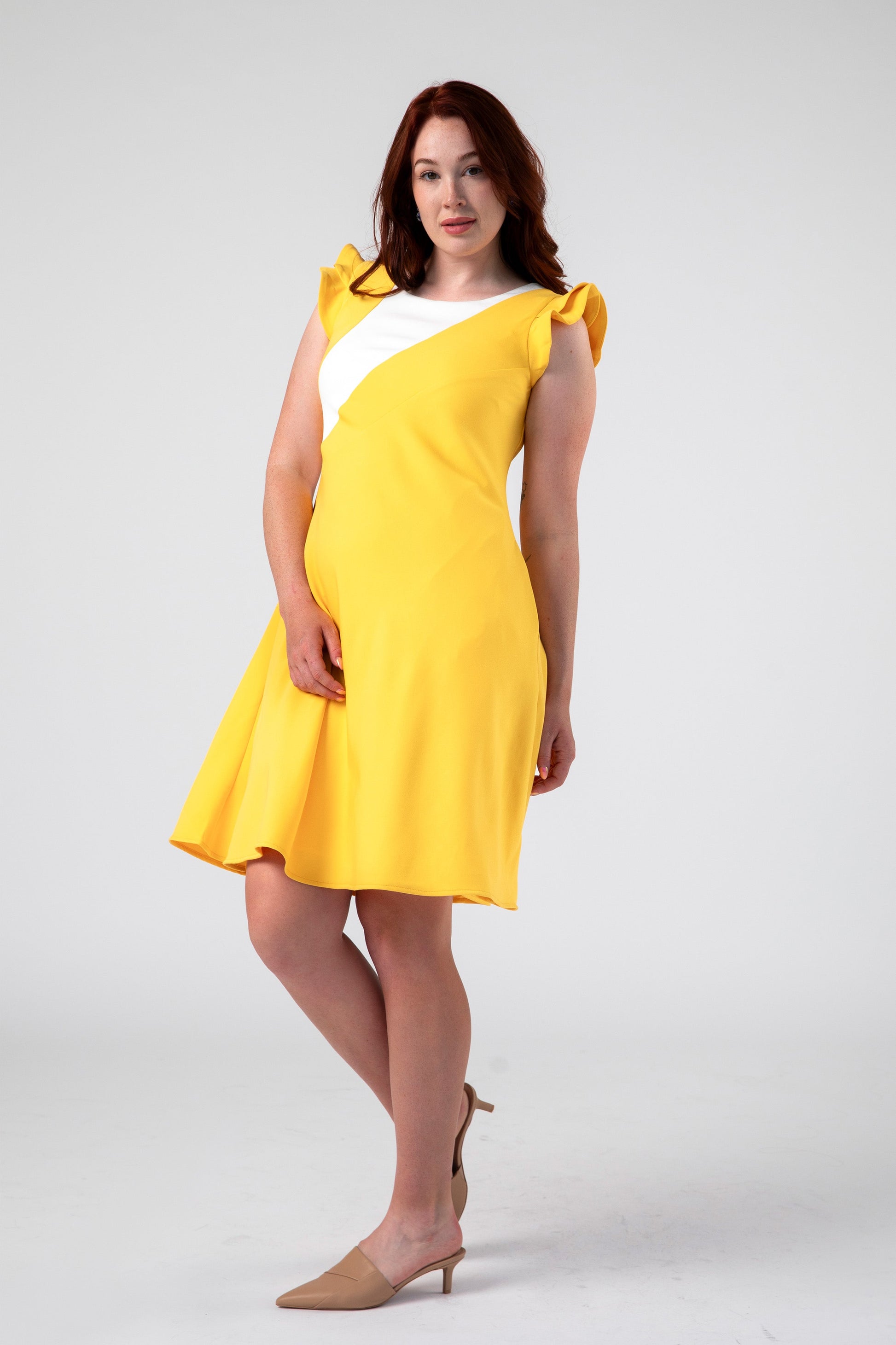 Stylish Flared Dress with Panel Design