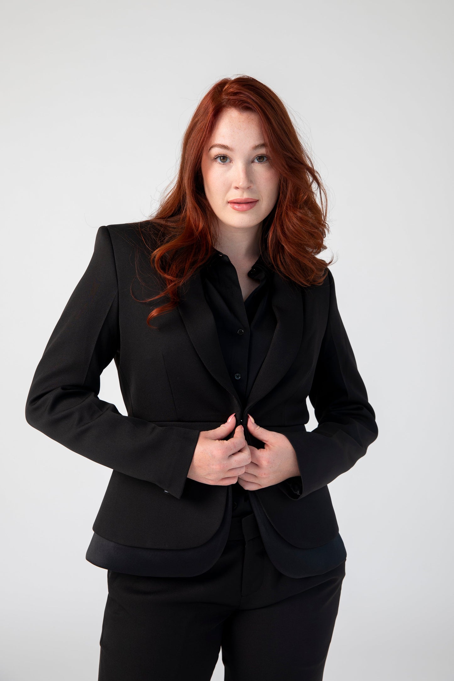 Prestige Peplum Jacket with Satin block - Jackets - Point of View Label