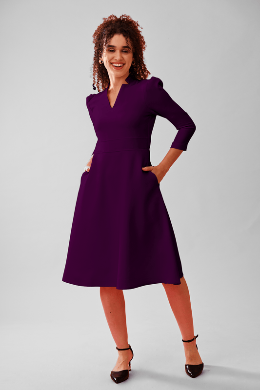 Vision Flare Crepe Midi Dress - Dress - Point of View Label