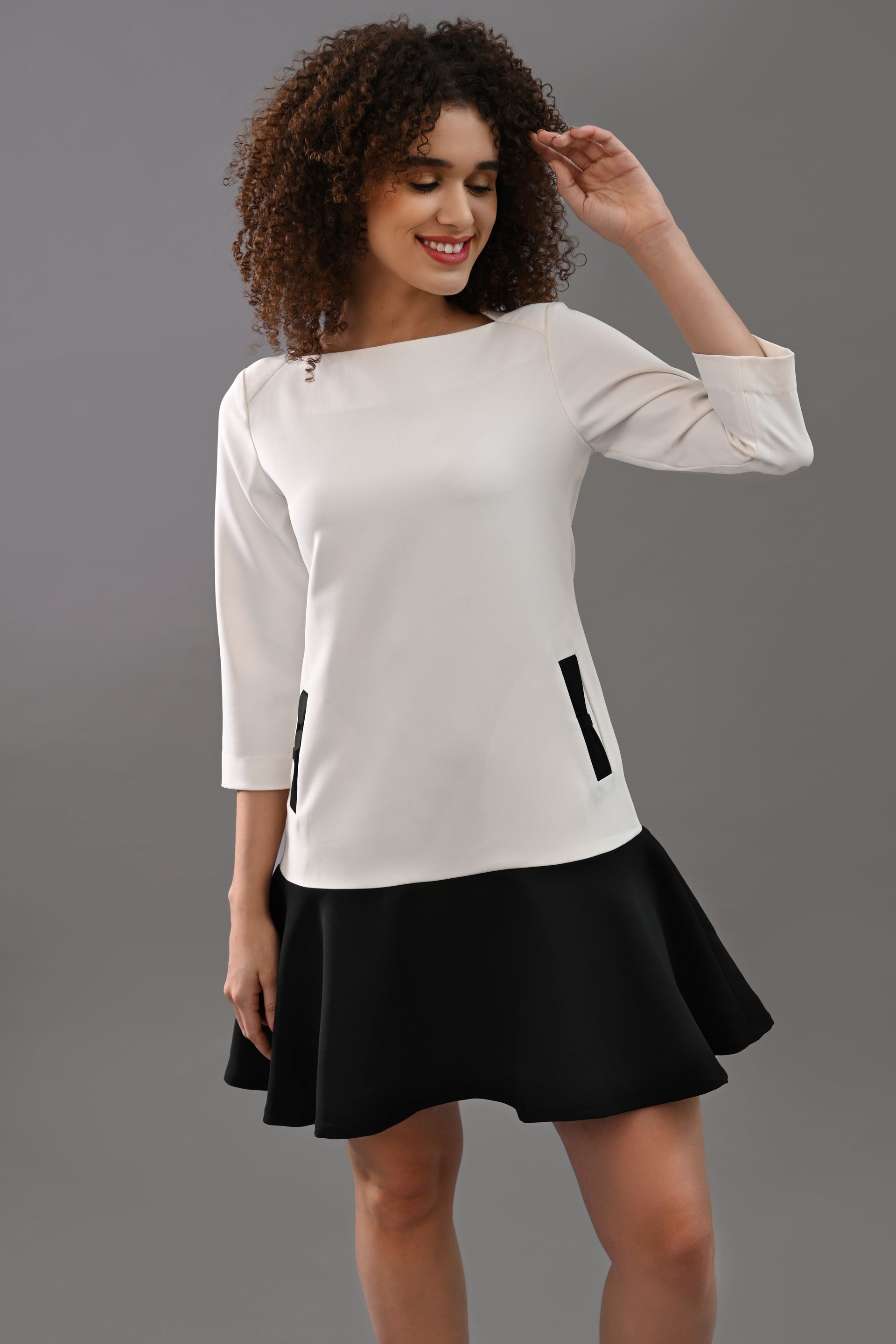 white christmas dresses Edie Crinkle Shift Dress - Black main image 1